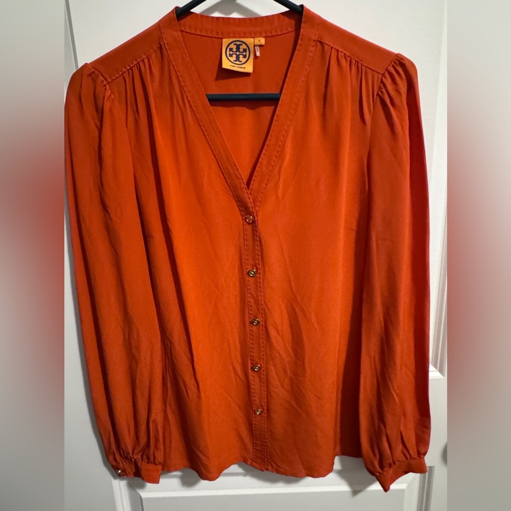 Tory Burch Silk Blouse.  Size 2.  Orange
